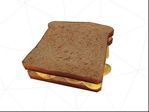3D model of brown crisp sandwich