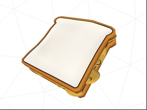 Cartoony 3D model of white crisp sandwich