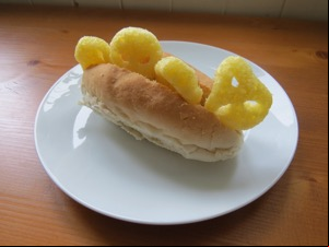 Space Raiders in a sliced roll on a plate