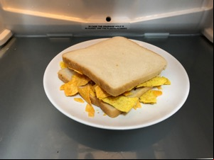 Refrigerated white bread Dorito sandwich