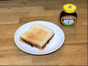 Marmite and unknown snacks in toasted bread