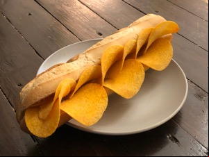 Entire baguette filled with Pringles