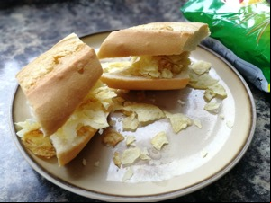 A pair of crisp-filled baguette segments