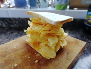 Sandwich filled with huge amount of crisps