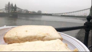 Crisp sandwich taken for a walk by the Thames