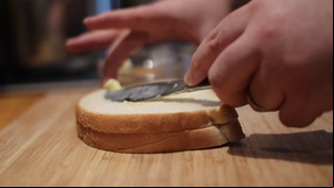 Montage of a crisp sandwich being made and eaten