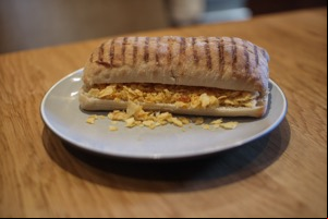 Crushed crisp panini on a plate